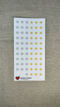 Sticker sheets of decorative weather sunny icons printed on premium matte sticker paper