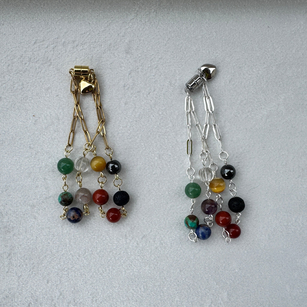 Two Chakra bracelets in both silver and gold 