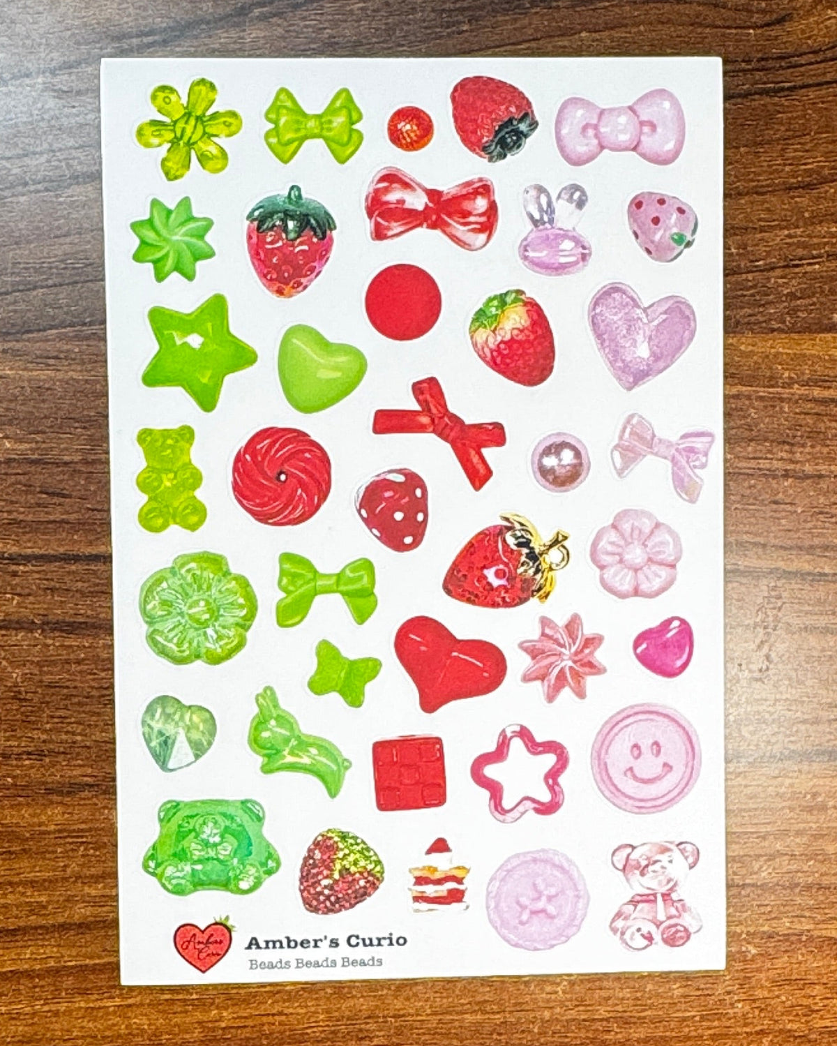 Beads Beads Beads Sticker Sheet | Kawaii 3D Bead Stickers for Journaling