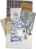 March Mail Club stationery items of stickers of birdhouses and a postcard