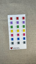 Sticker sheets of emotion doodle icons shaped as stamps printed on premium matte sticker paper